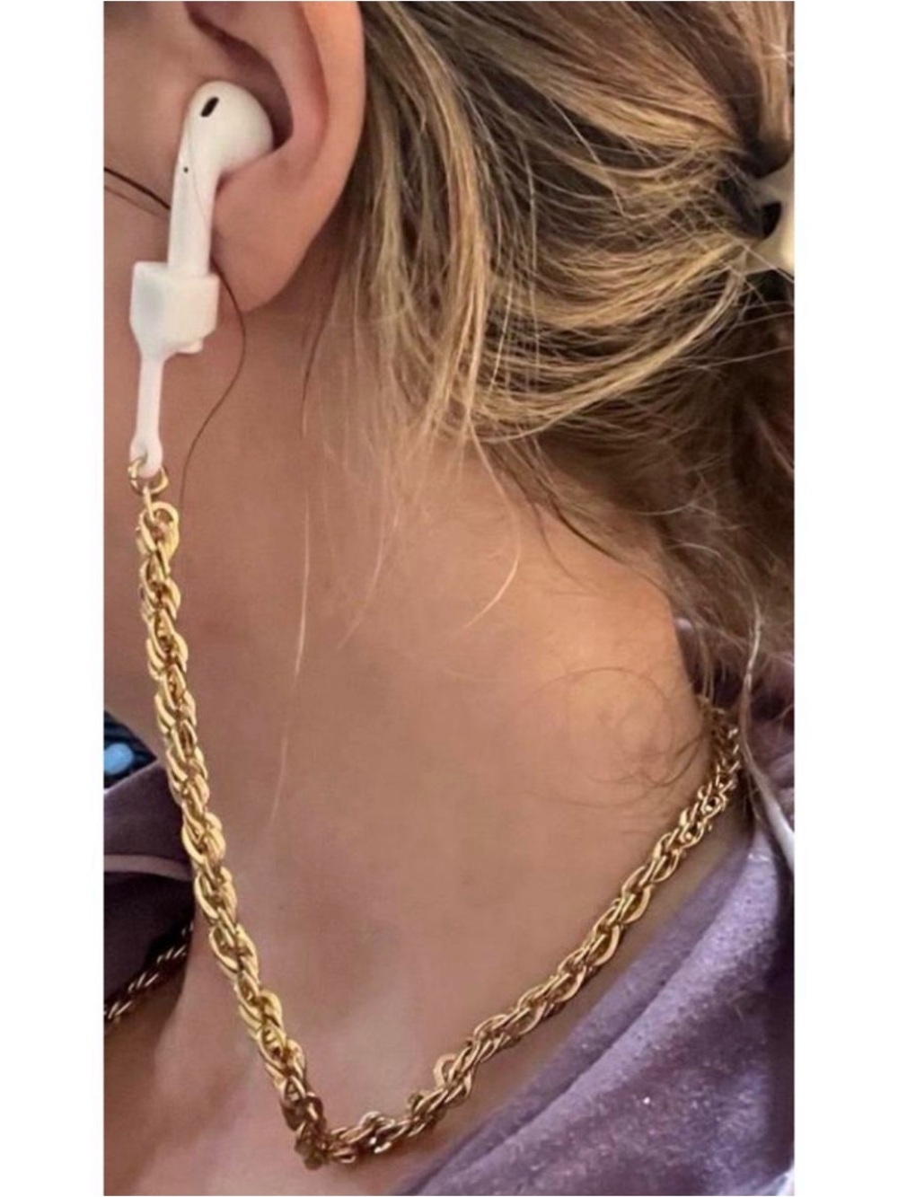 Women's Rose Gold-Tone Alloy Metal Chain Necklace designed for Apple AirPods® an